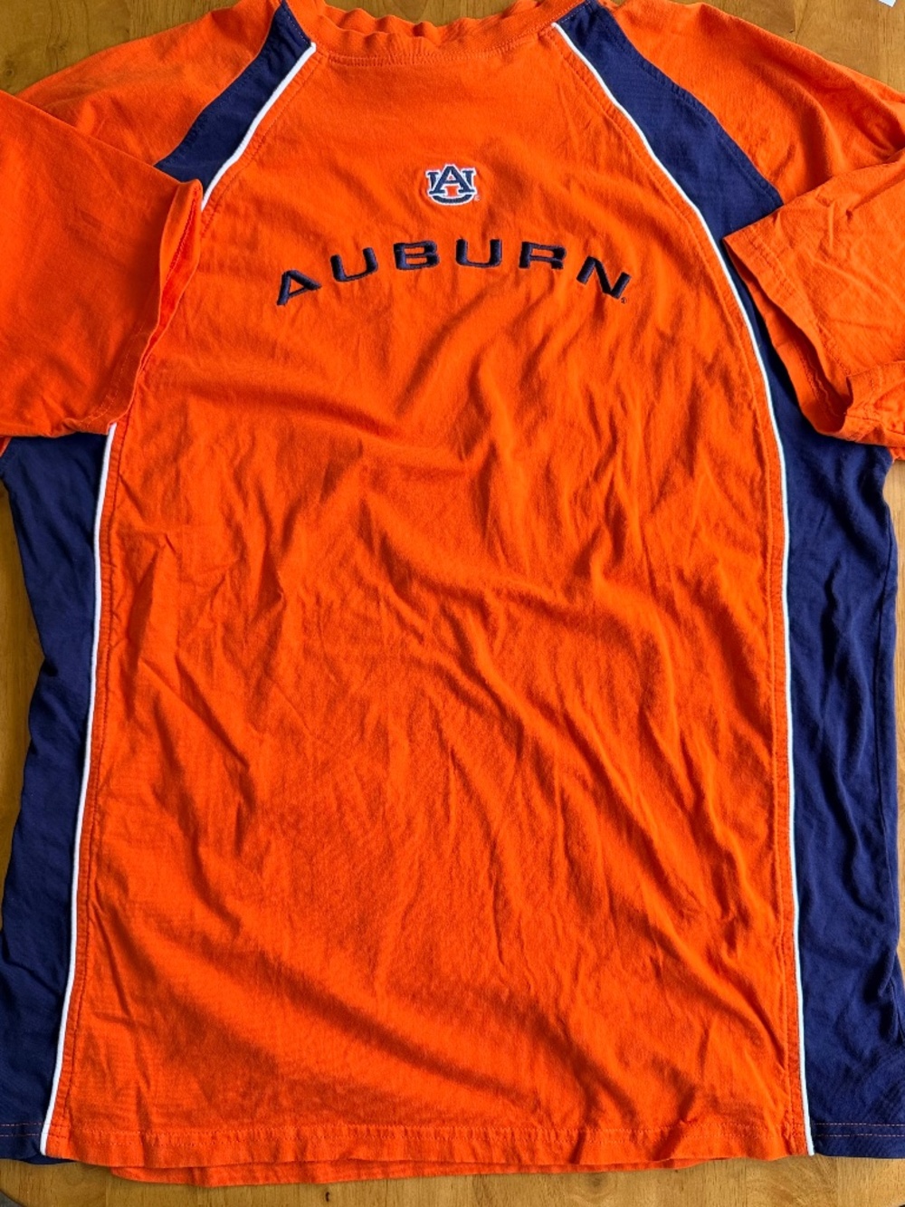 J America Auburn Tigers T Shirt Mens 2XL Orange Navy Blue NCAA Embroidered Logo